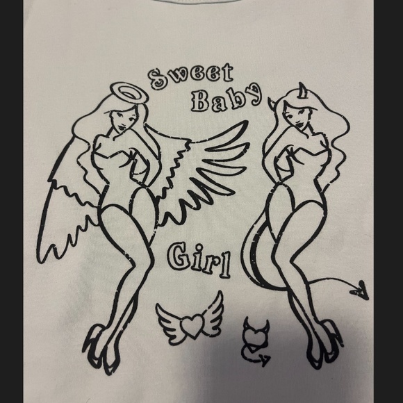 Retro blue Sweet baby girl print organic cotton baby tee NWT - Picture 4 of 10